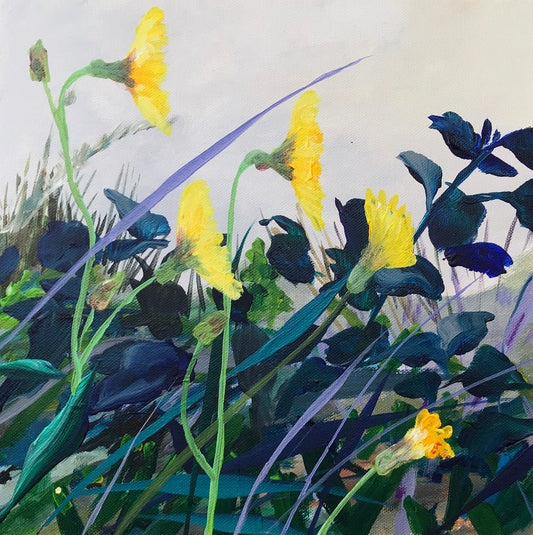 Yellow flowers in purple - Nana Bryder ART